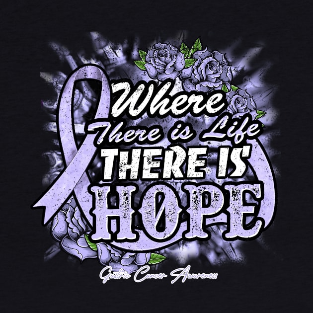 Gastric Cancer Awareness Periwinkle blue Ribbon Floral Where there is life there is hope by Glyndaking568